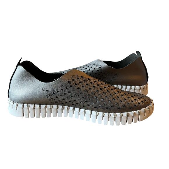 Ilse Jacobsen Tulipu 3576 Sneakers Slip On Size 36 6.5 Gunmetal Leather Comfort - Picture 2 of 8